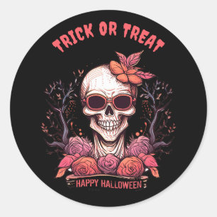 Halloween Skeleton Face Gothic Skull Classic Round Sticker