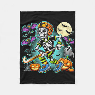Halloween Skeleton Field Hockey Fleece Blanket
