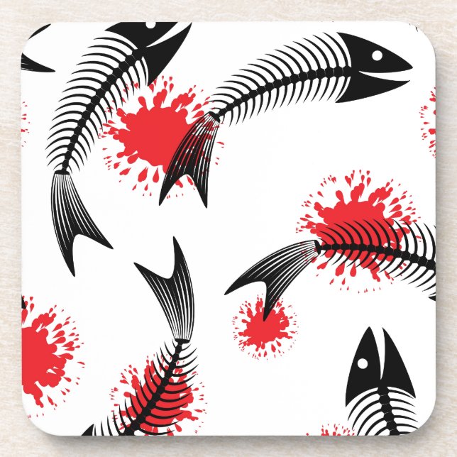 halloween skeleton fish coaster (Front)