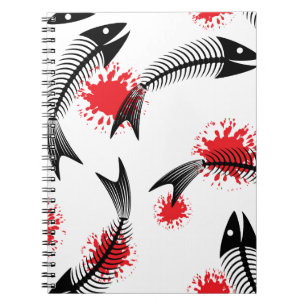 halloween skeleton fish spiral notebook