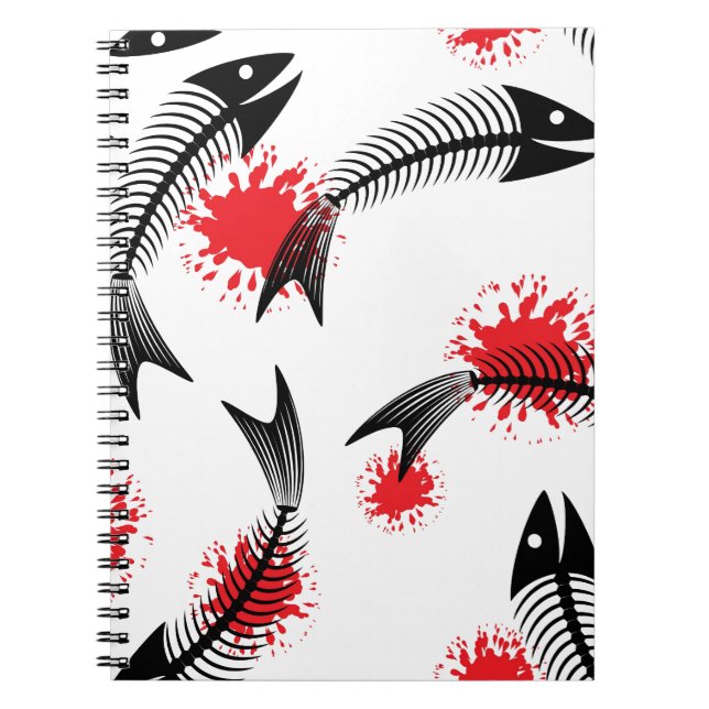 halloween skeleton fish spiral notebook (Front)