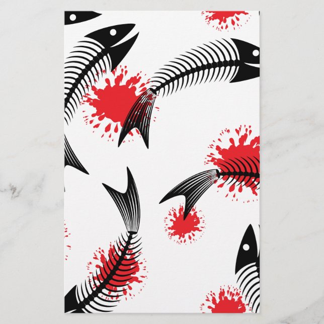 halloween skeleton fish stationery (Front)