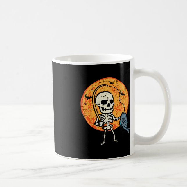 Halloween Skeleton Fishing Costume Fisherman Men B Coffee Mug (Right)