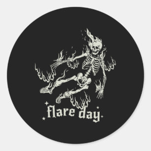 Halloween Skeleton Flare Day Fibromyalgia Endometr Classic Round Sticker