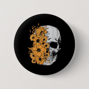 Halloween Skeleton Flower Mens Women Skull  6 Cm Round Badge