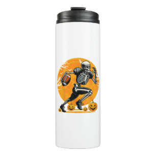 Halloween Skeleton Football Player Running Thermal Tumbler