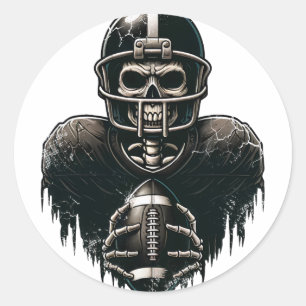 Halloween Skeleton Footll Player Spooky Sports Gra Classic Round Sticker