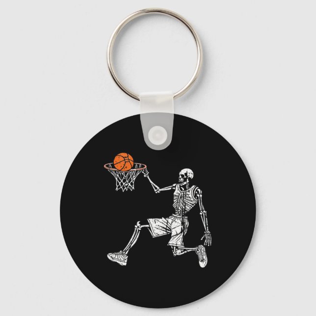 Halloween skeleton Fun basketball team player Slam Key Ring (Front)