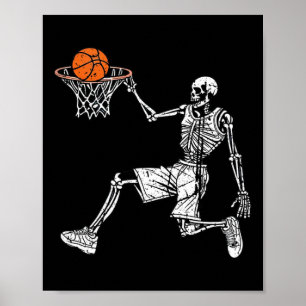Halloween Skeleton Fun Bysketbyll Team Player Slam Poster