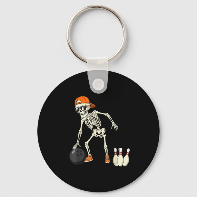 Halloween Skeleton Funny Bowling Lovers For Teens  Key Ring (Front)