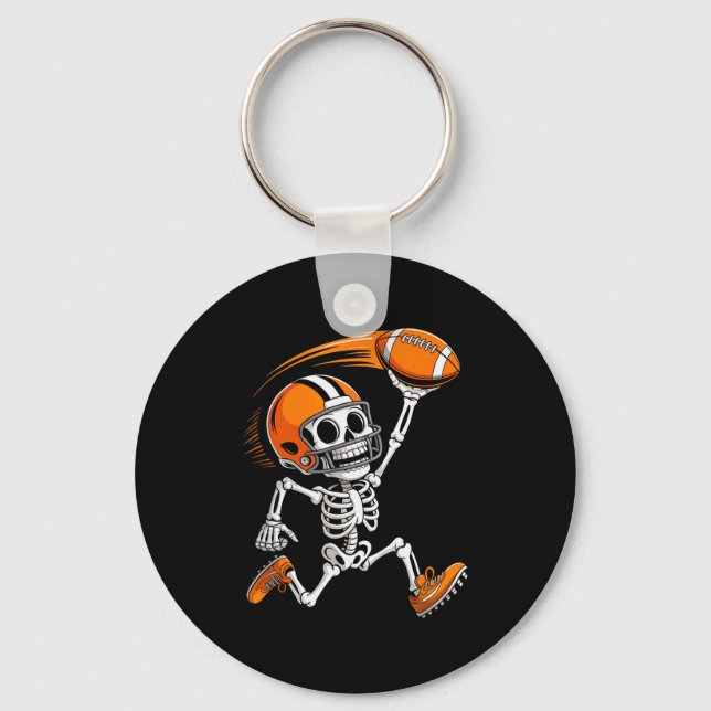 Halloween Skeleton Funny Football Shirt For Teens  Key Ring (Front)