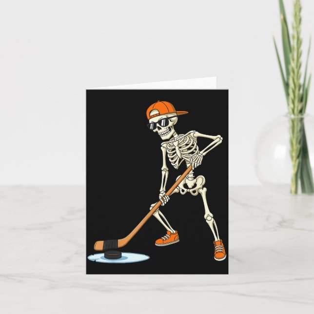 Halloween Skeleton Funny Hockey For Boys Teens Men Card (Front)