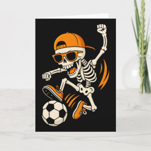 Halloween Skeleton Funny Soccer Shirt For Boys Men Card