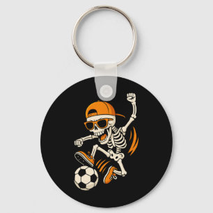 Halloween Skeleton Funny Soccer Shirt For Boys Men Key Ring