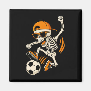 Halloween Skeleton Funny Soccer Shirt For Boys Men Magnet