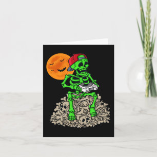 Halloween Skeleton Gamer Boys Kids Teens Gaming  Card