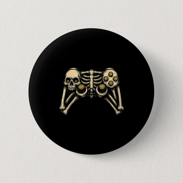 Halloween Skeleton Gamer Gaming Controller Costume 6 Cm Round Badge (Front)