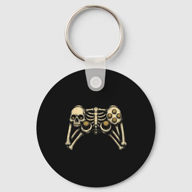 Halloween Skeleton Gamer Gaming Controller Costume Key Ring (Front)