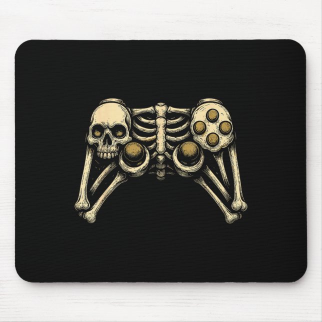Halloween Skeleton Gamer Gaming Controller Costume Mouse Pad (Front)