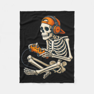 Halloween Skeleton Gamer Headphones Video Gaming C Fleece Blanket