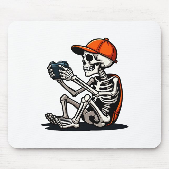 Halloween Skeleton Gamer Video Gaming 1  Mouse Pad (Front)