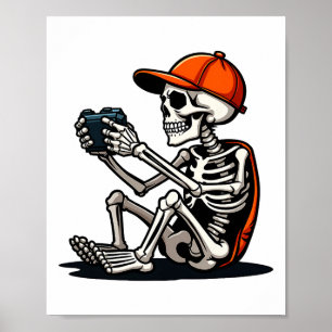 Halloween Skeleton Gamer Video Gaming 1  Poster