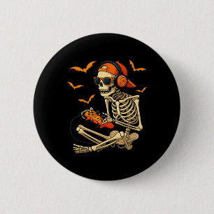 Halloween Skeleton Gamer Video Gaming Boys Men 6 Cm Round Badge