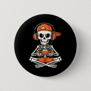 Halloween Skeleton Gamer Video Gaming Boys Men Kid 6 Cm Round Badge