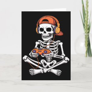 Halloween Skeleton Gamer Video Gaming Boys Men Kid Card