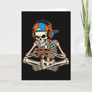 Halloween Skeleton Gamer Video Gaming Boys Men Kid Card