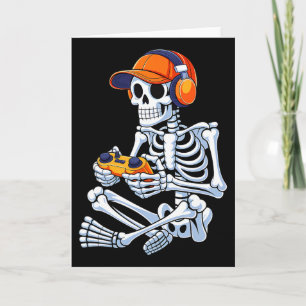 Halloween Skeleton Gamer Video Gaming Boys Men Kid Card