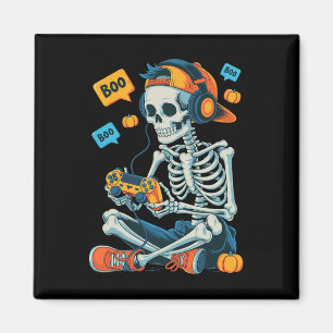 Halloween Skeleton Gamer Video Gaming Boys Men Kid Magnet