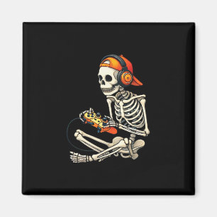 Halloween Skeleton Gamer Video Gaming Boys Men Kid Magnet