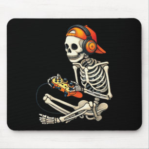 Halloween Skeleton Gamer Video Gaming Boys Men Kid Mouse Pad