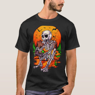 Halloween Skeleton Gamer Video Gaming Boys Men Kid T-Shirt