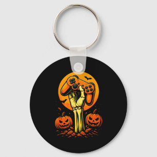 Halloween Skeleton Gamer Video Gaming Controller B Key Ring
