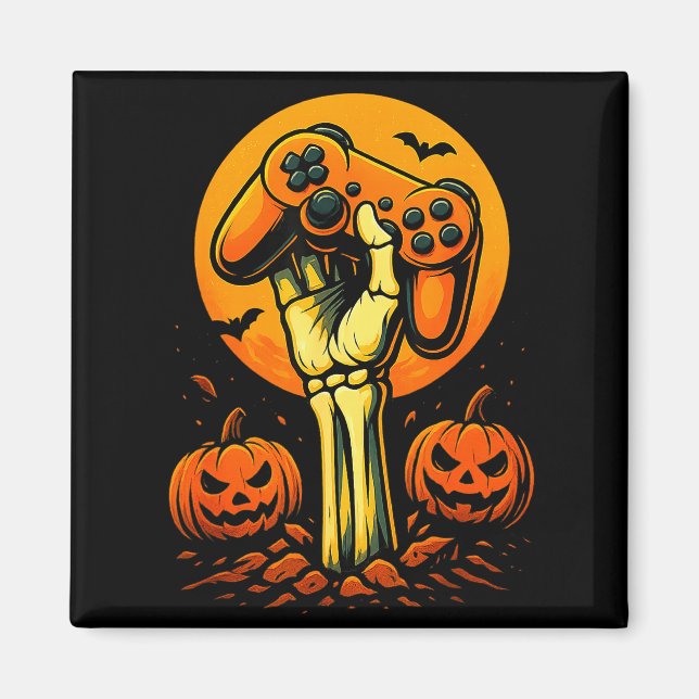 Halloween Skeleton Gamer Video Gaming Controller B Magnet (Front)