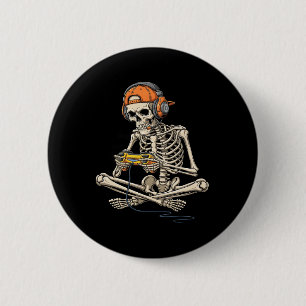 Halloween Skeleton Gamer Video Gaming Funny Gaming 6 Cm Round Badge