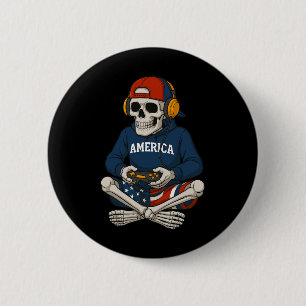 Halloween Skeleton Gamer Video Gaming Funny Skelet 6 Cm Round Badge