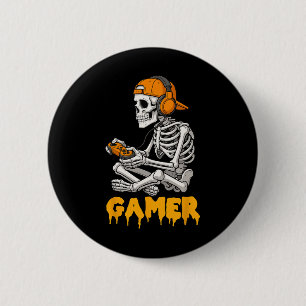 Halloween Skeleton Gamer Video Gaming Funny Skelet 6 Cm Round Badge