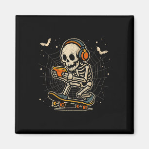 Halloween Skeleton Gamer Video Gaming Funny Skelet Magnet