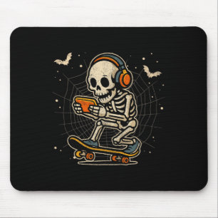 Halloween Skeleton Gamer Video Gaming Funny Skelet Mouse Pad