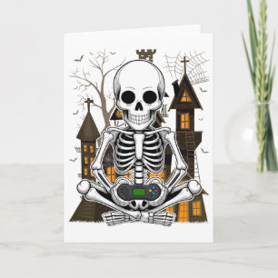 Halloween Skeleton Gaming Spooky Video Gamer Boys Card