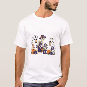 Halloween Skeleton Gardener Pumpkin Patch T-Shirt