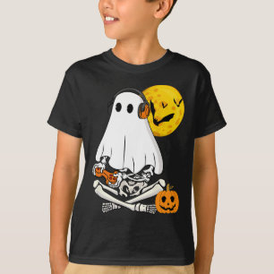 Halloween Skeleton Ghost Gamer Scary Pumpkin Boys T-Shirt