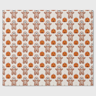 Halloween Skeleton Gingerbread & Jack-o-Lantern Wrapping Paper