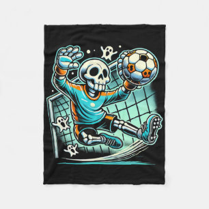 Halloween Skeleton Goalie Soccer Fleece Blanket