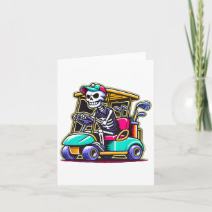 Halloween Skeleton Golf Cart Golfer 1 Card