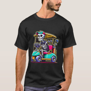 Halloween Skeleton Golf Cart Golfer  T-Shirt