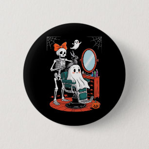 Halloween Skeleton Hairdresser Hairstylist 6 Cm Round Badge